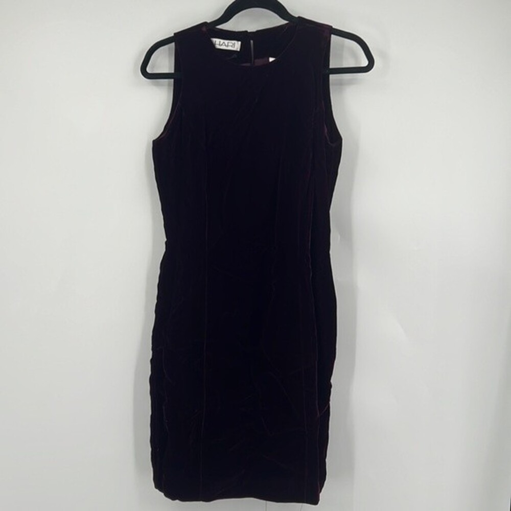 Vtg Tahari Purple Velvet Dress 6